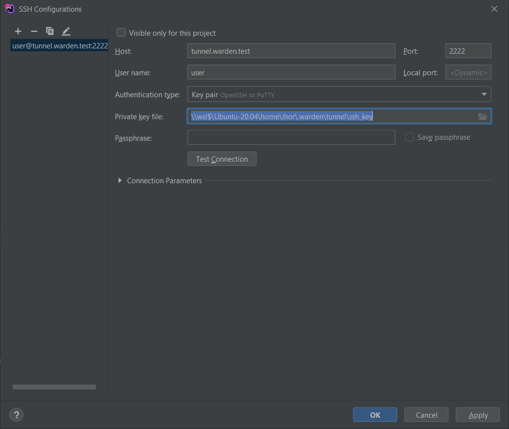 PHPStorm Tunnel Config - Windows WSL2