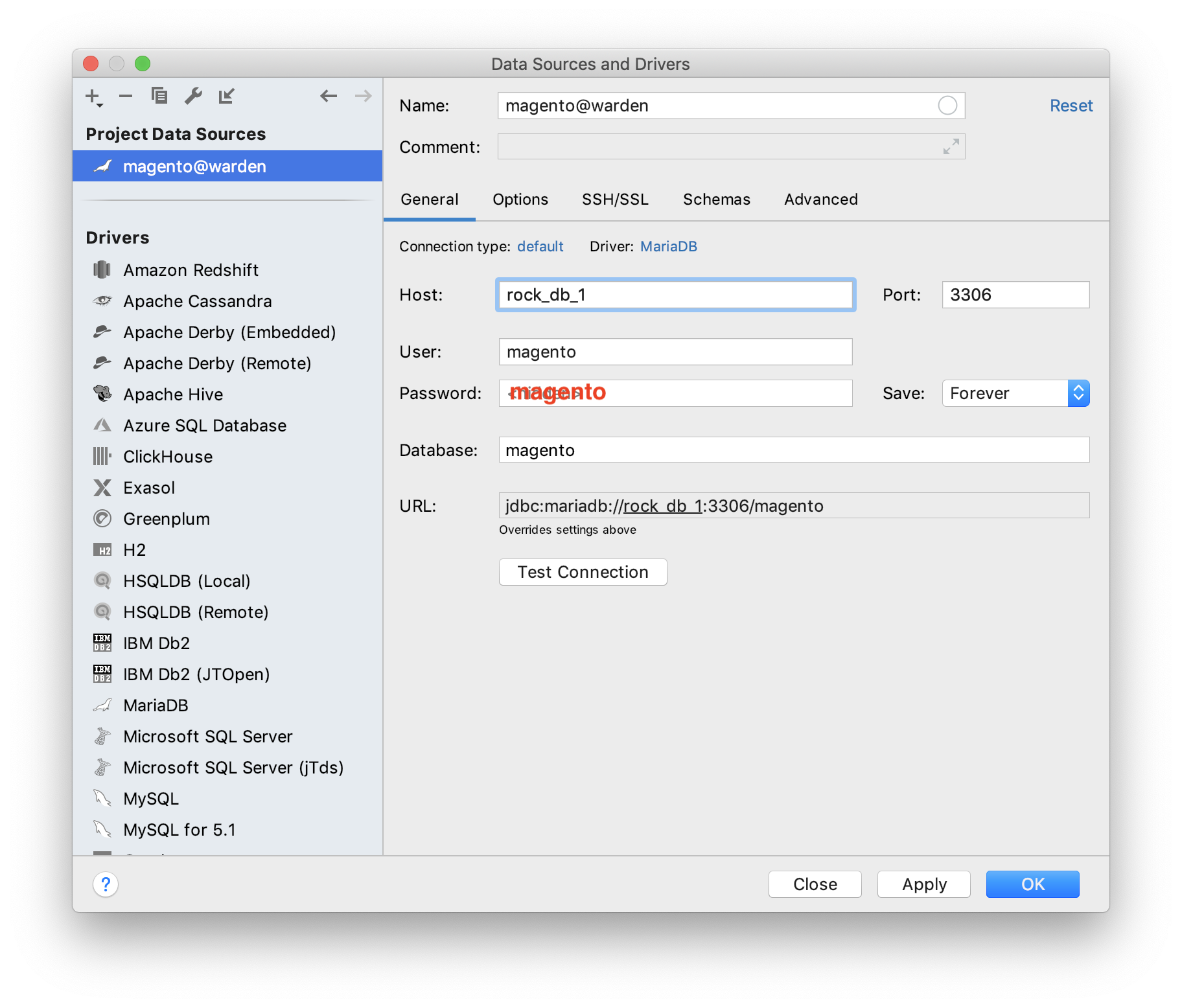 PHPStorm Connection Config